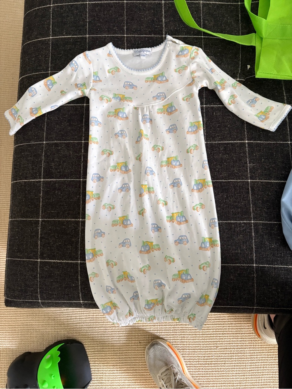 Unbranded White Baby Sleep Gown with Pastel Vehicle Print